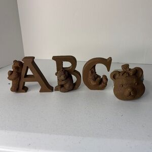 TNT Unfinished ABC Teddy Bear Figurine Set and Teddy Bear Ornament Four Pieces